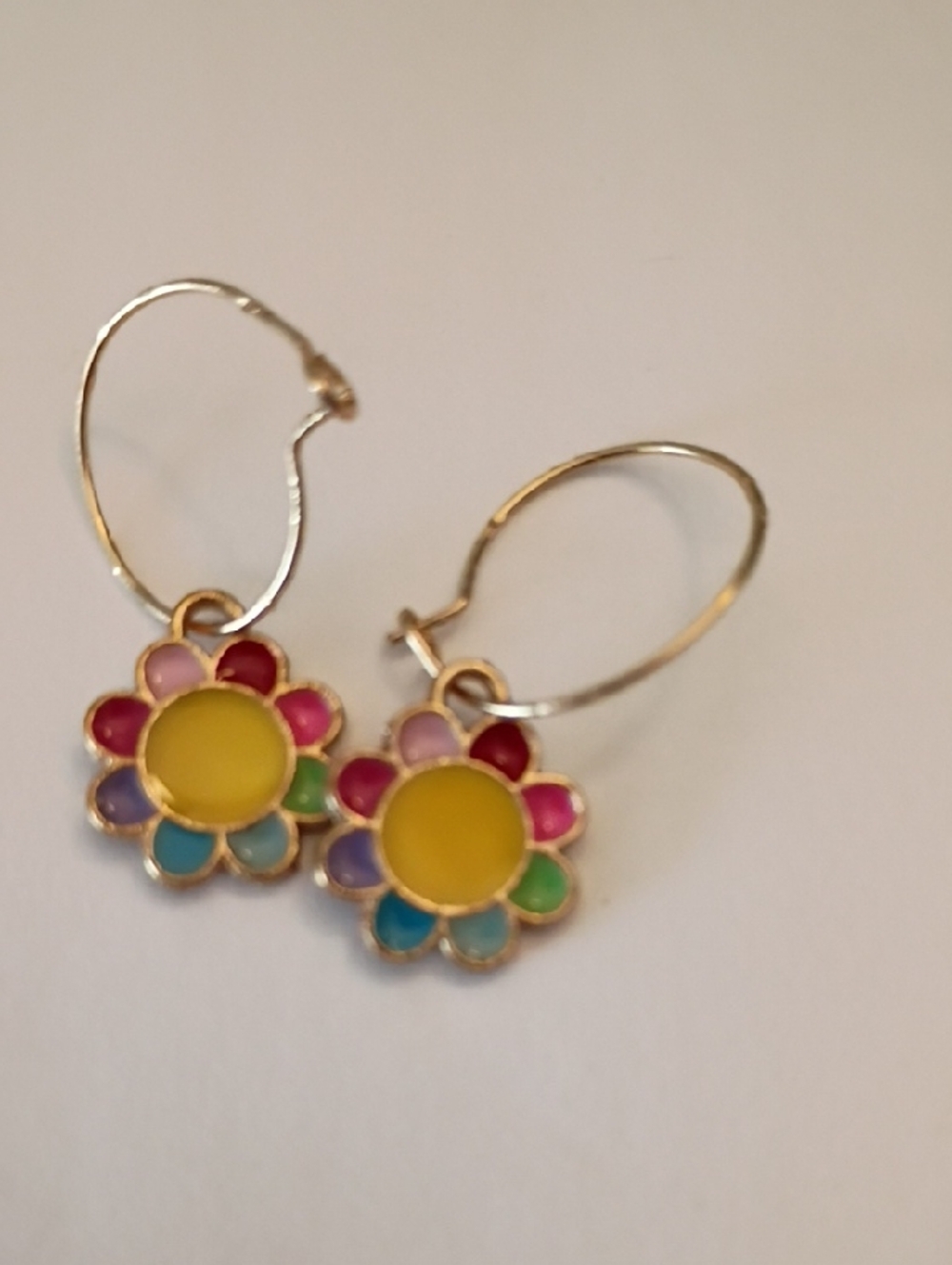 Clearance Multicolor Flower Hoop Earrings with Yellow Center